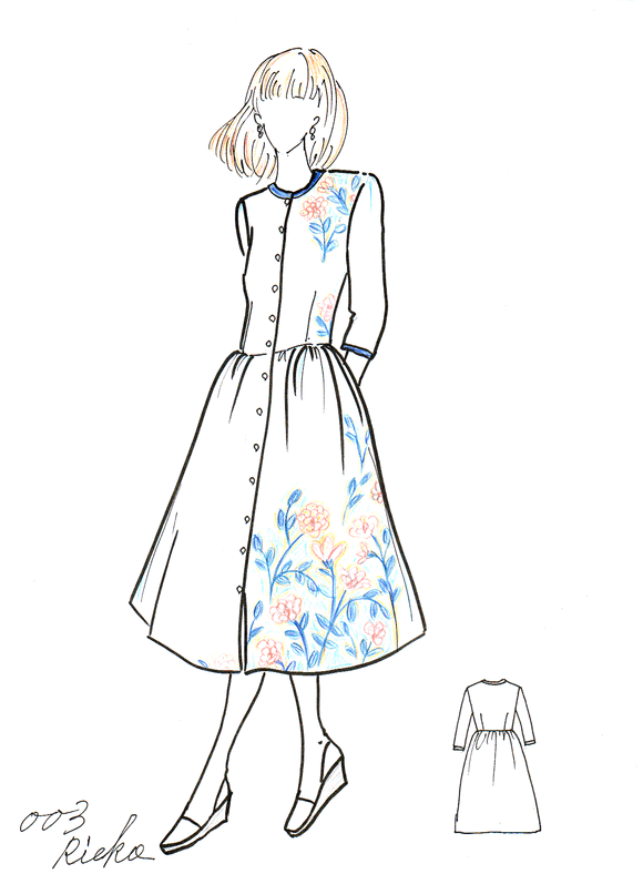 #005 flored  Onepiece dress 4枚接ぎフレアワンピース